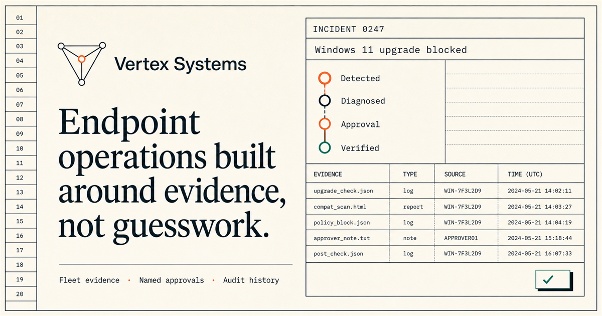 Vertex Operating System Vertex Systems | Monitor, Diagnose, and Automate Critical Systems